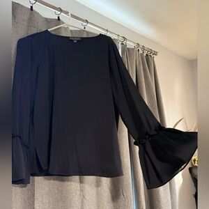 The Limited Navy Blue Blouse with Flared Sleeves